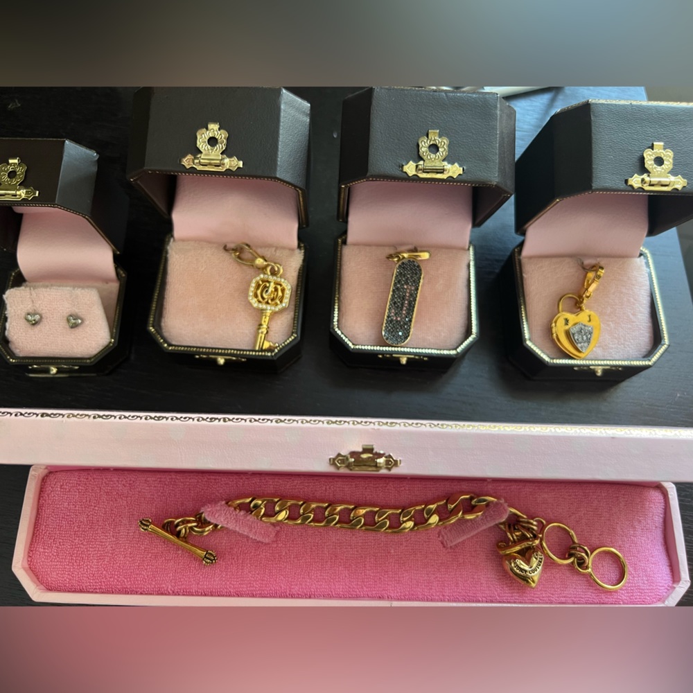 Juicy couture bundle - (1) charm bracelet, (3) charms, (1) pair of earrings
